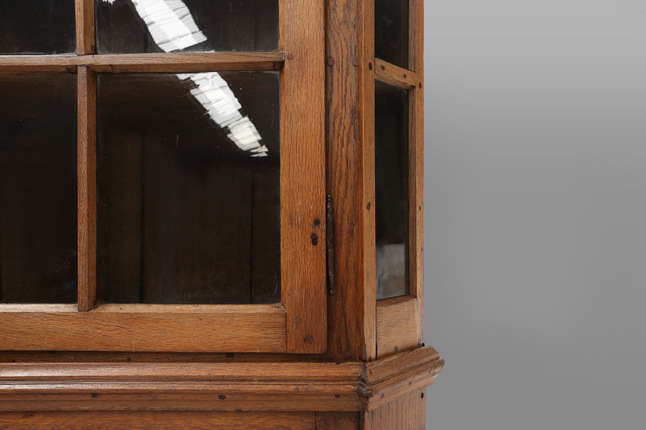Early 18th Century Vitrine Cabinet in oak with original glass windows, Germanythumbnail